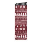 Klassisches rotes Rentier-Weihnachtspullover-Muste Thermosbecher (Nach links gedreht)