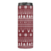 Klassisches rotes Rentier-Weihnachtspullover-Muste Thermosbecher (Rückseite)