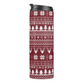 Klassisches rotes Rentier-Weihnachtspullover-Muste Thermosbecher (Nach rechts gedreht)