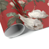 Klassisches rotes Rosen weißes Blumenmuster Geschenkpapier (Rolleneckpunkt)