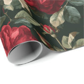 Klassisches rotes Rosen weißes Blumenmuster Geschenkpapier (Rolleneckpunkt)