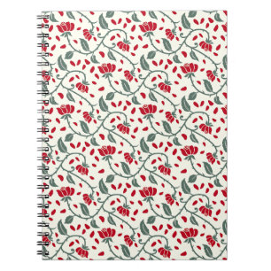 Klassisches rotes Rosenranken-Notizbuch Notizblock
