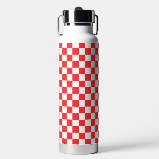 Klassisches rotes Schachbrett Trinkflasche (Vorderseite)