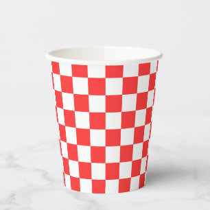 Klassisches rotes Schachbrettmuster Pappbecher