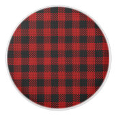 Klassisches rotes schwarzer Büffel-Checkered Keramikknauf (Vorderseite)