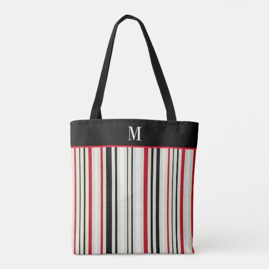 Klassisches Rotes Streifen-Monogramm Tasche (Rückseite)
