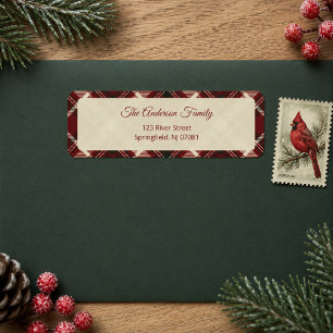 Klassisches rotes Tartan-Karo-Weihnachts-Adresse