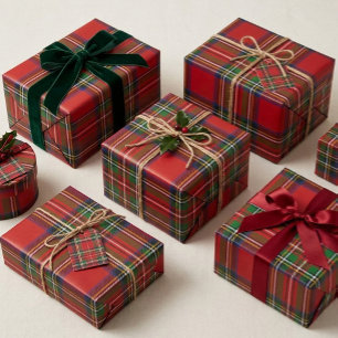 Klassisches rotes Tartan-Schottenmuster-Geschenkpa Geschenkpapier