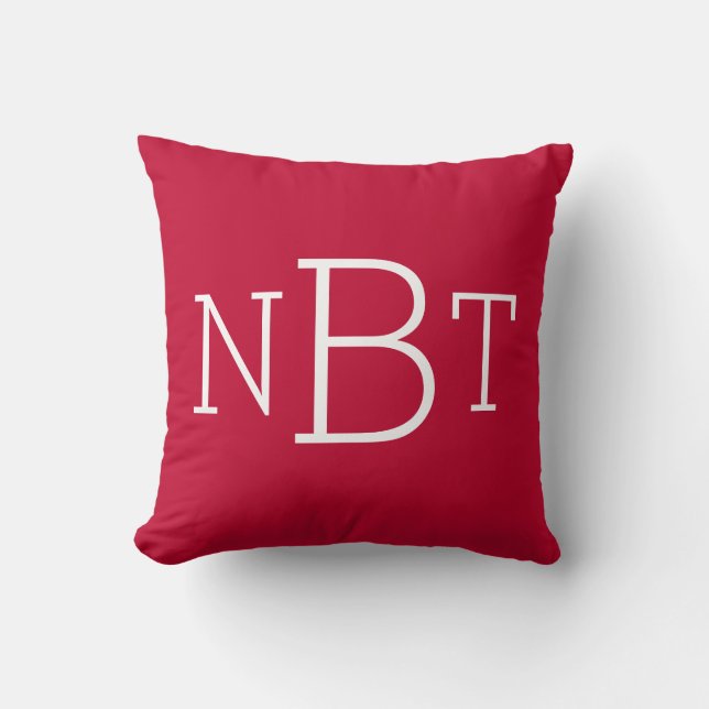 Klassisches rotes und weißes mit Monogramm Kissen (Vorderseite)