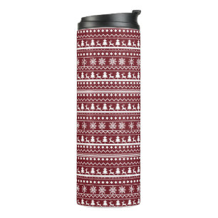 Klassisches rotes Weihnachtsfest-Christmas-Pullove Thermosbecher