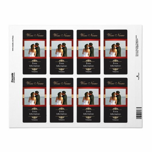 Klassisches Rotes Weinlabel mit Küssen (Vorne)