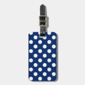 Klassisches Royal Blue Big White Polka Dot Pattern Gepäckanhänger (Vorderseite vertikal)
