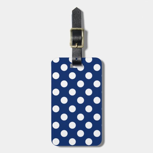 Klassisches Royal Blue Big White Polka Dot Pattern Gepäckanhänger (Vorderseite vertikal)