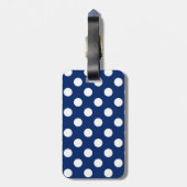 Klassisches Royal Blue Big White Polka Dot Pattern Gepäckanhänger (Rückseite vertikal)