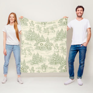 Klassisches Salbei-Winter-Land-Toile-Muster Fleecedecke