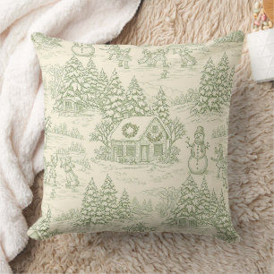 Klassisches Salbei-Winter-Land-Toile-Muster Kissen