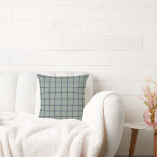 Klassisches Salbeigrün Blau Grau Tartan Karomuster Kissen
