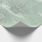 Klassisches Salbeigrün-Blumenmuster Geschenkpapier (Ecke)