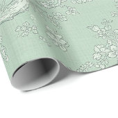 Klassisches Salbeigrün-Blumenmuster Geschenkpapier (Rolleneckpunkt)