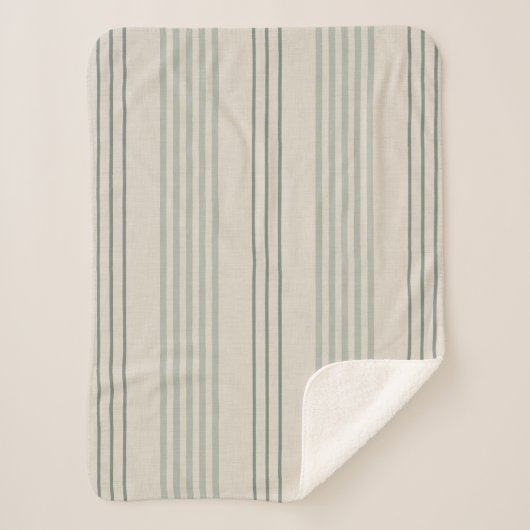 Klassisches Salbeigrün gestreift Sherpadecke (Vorderseite)