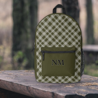 Klassisches Salbeigrün Karo personalisiert Bedruckter Rucksack
