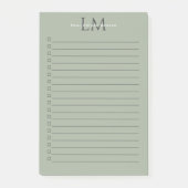 Klassisches Salbeigrün Monogramm Büro-Stil Post-it Klebezettel (Vorderseite)