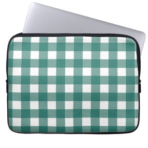 Klassisches Salbeigrün und weißes Gingham-Karo Laptopschutzhülle