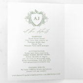 Klassisches Salbeigrünes französisches florales QR Dreifach Gefaltete Einladung (Innen Erste Seite)