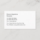 Klassisches Salon-Design Visitenkarte (Rückseite)