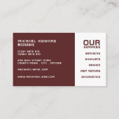 Klassisches Sangria, Auto Mechanik und Reparaturen Visitenkarte (Rückseite)