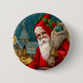 Klassisches Sankt- und Rotwild-Weihnachten Button (Vorderseite)