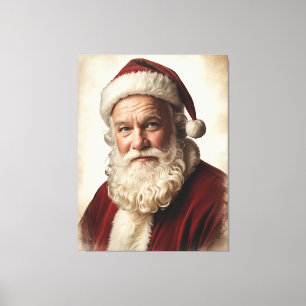 Klassisches Santa Claus Portrait mit sanftem Läche Leinwanddruck