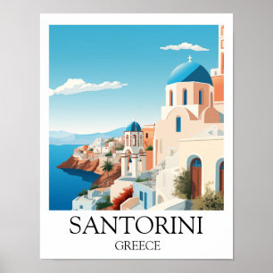 Klassisches Santorini-Reisewerk - Vintag griechisc Poster