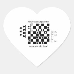 Klassisches Schach-Inspiriertes Design Herz-Aufkleber