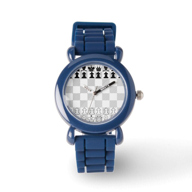 Klassisches Schachbrett Armbanduhr (Vorderseite)