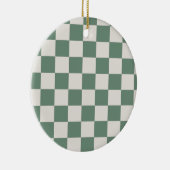Klassisches Schachbrett aus grün und cremefarben Keramik Ornament (Rechts)
