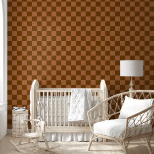Klassisches Schachbrettmuster: Braune und Beige Qu Tapete