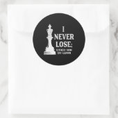 Klassisches Schachdesign, ich verliere nie; ich ge Runder Aufkleber (Tasche)