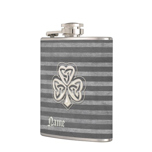 Klassisches, schicke Perlmutt mit Glück Kleeblatt Flachmann (Links)