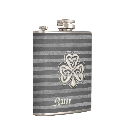 Klassisches, schicke Perlmutt mit Glück Kleeblatt Flachmann (Rechts)