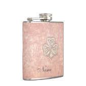 Klassisches, schicke Perlmutt mit Glück Kleeblatt Flachmann (Rechts)