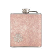 Klassisches, schicke Perlmutt mit Glück Kleeblatt Flachmann (Rückseite)