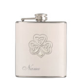 Klassisches, schicke Perlmutt mit Glück Kleeblatt  Flachmann (Vorderseite)