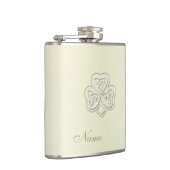 Klassisches, schicke Perlmutt mit Glück Kleeblatt Flachmann (Rechts)