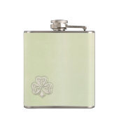 Klassisches, schicke Perlmutt mit Glück Kleeblatt Flachmann (Rückseite)