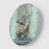 Klassisches Schiff (blau) Große Wanduhr (Winkel)