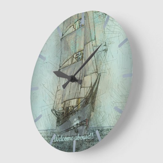Klassisches Schiff (blau) Große Wanduhr (Winkel)