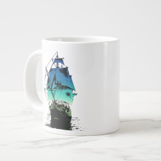 Klassisches Schiff Jumbo-Tasse (Vorderseite Links)