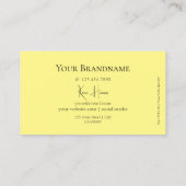 Klassisches Schlicht Schwarz und Gelb mit Monogram Visitenkarte (Rückseite)