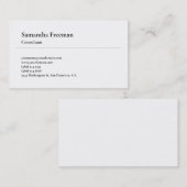 Klassisches Schlicht White Minimalistisch Simple Visitenkarte (Vorne/Hinten)